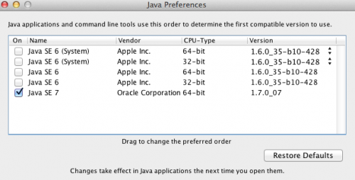 Preferenze Java