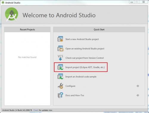 Android Studio importer un projet