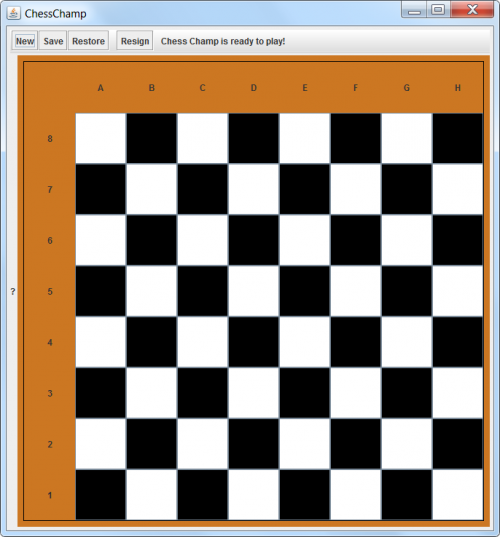 ChessChamp à taille minimale, avant le début d'une partie
